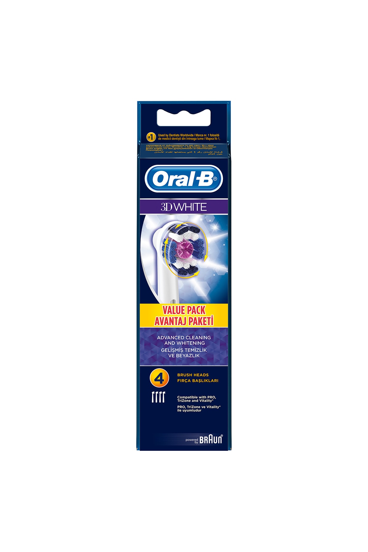 سری یدک مسواک شارژي اورال بی مدل  3D white بسته 4 عددی
