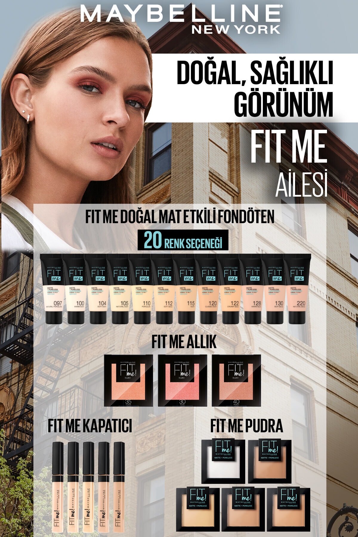 پنکک مات میبلین مدل Fit Me+ کد 90 Translucent - تصویر 5