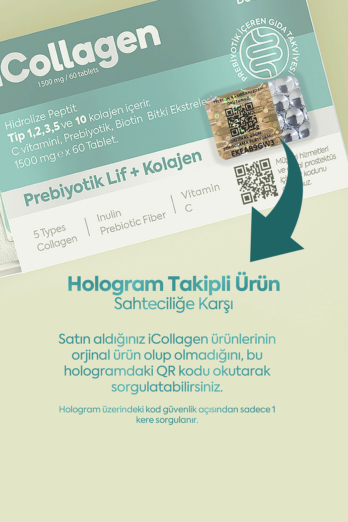 قرص کلاژن و پروبیوتیک icollagen بسته ۶۰ عددی - تصویر 3