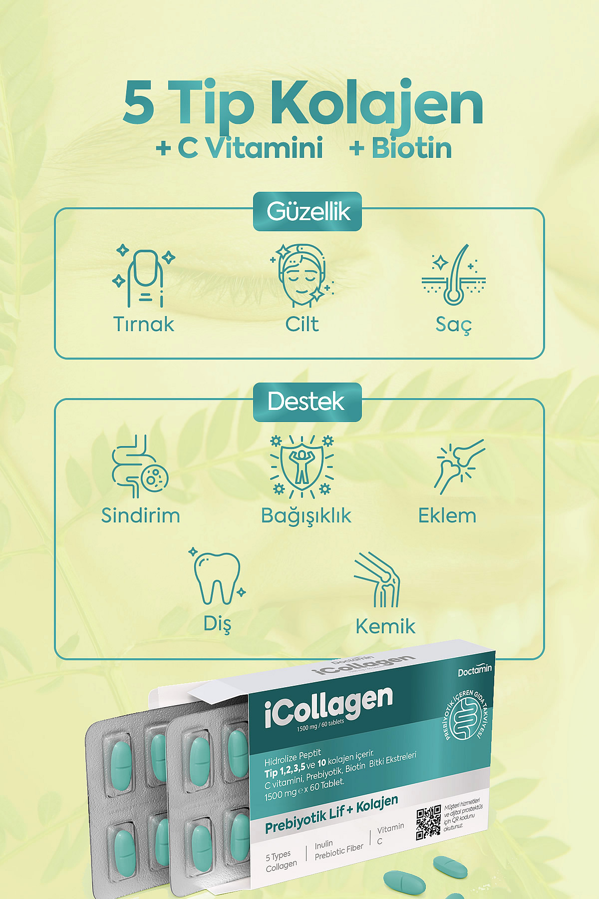 قرص کلاژن و پروبیوتیک icollagen بسته ۶۰ عددی - تصویر 5