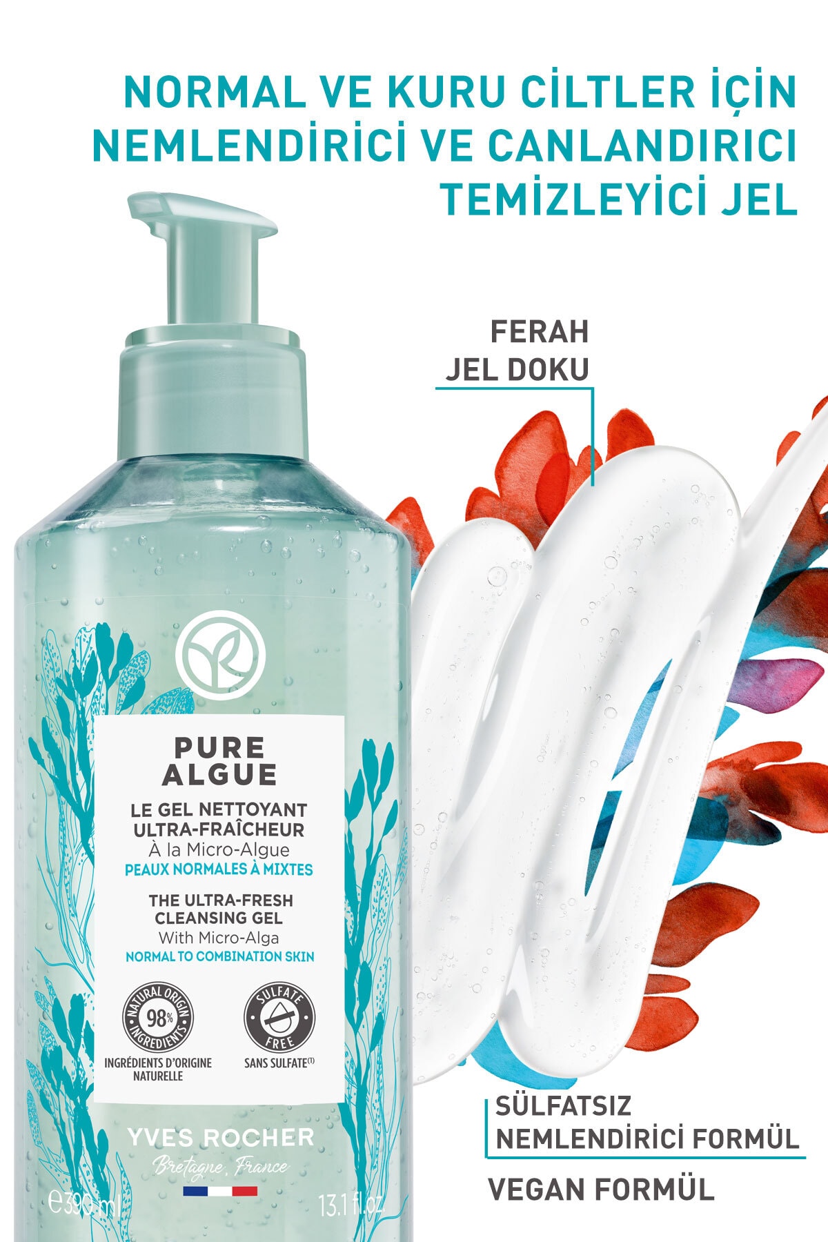 ژل شستشو و اکسیژن رسان ایوروشه مدل PURE ALGUE پوست نرمال و خشک