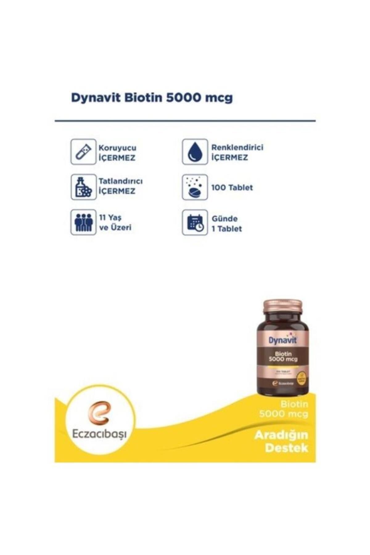 کپسول بیوتین ۵۰۰۰ میکروگرم Dynavit بسته ۱۰۰ عددی