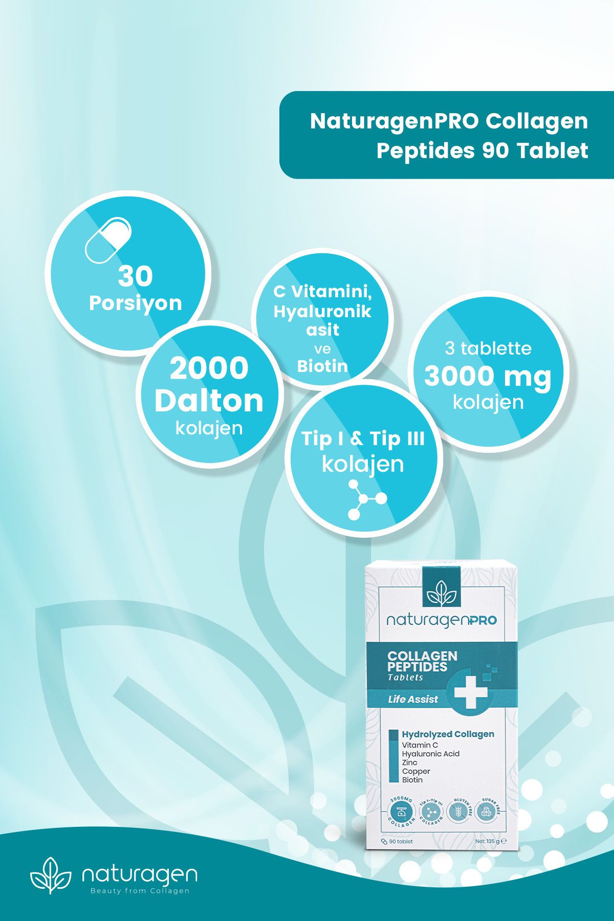 قرص کلاژن هیدرولیز شده Naturagen - بسته ۹۰ عددی - تصویر 5