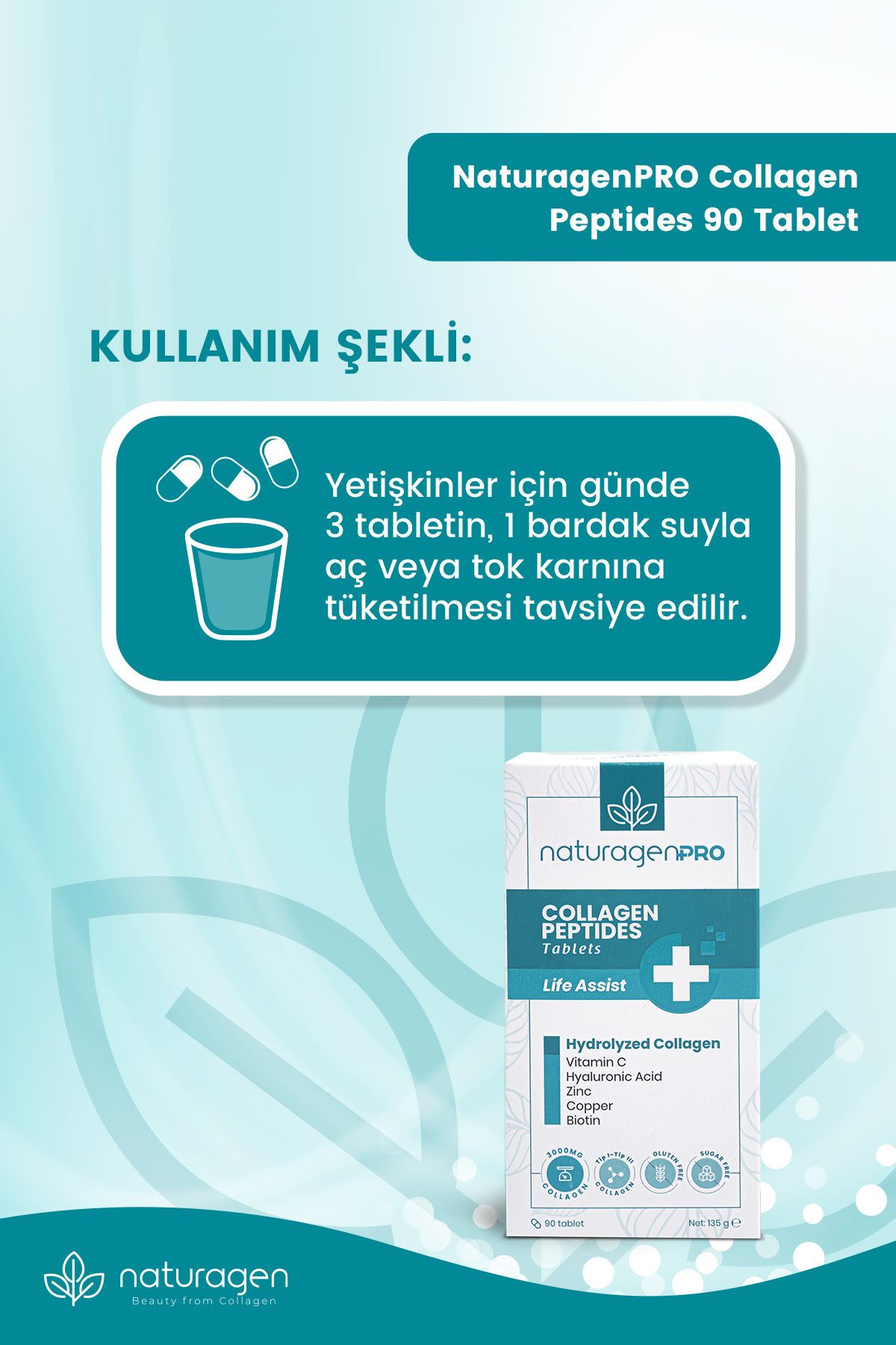 قرص کلاژن هیدرولیز شده Naturagen - بسته ۹۰ عددی - تصویر 6