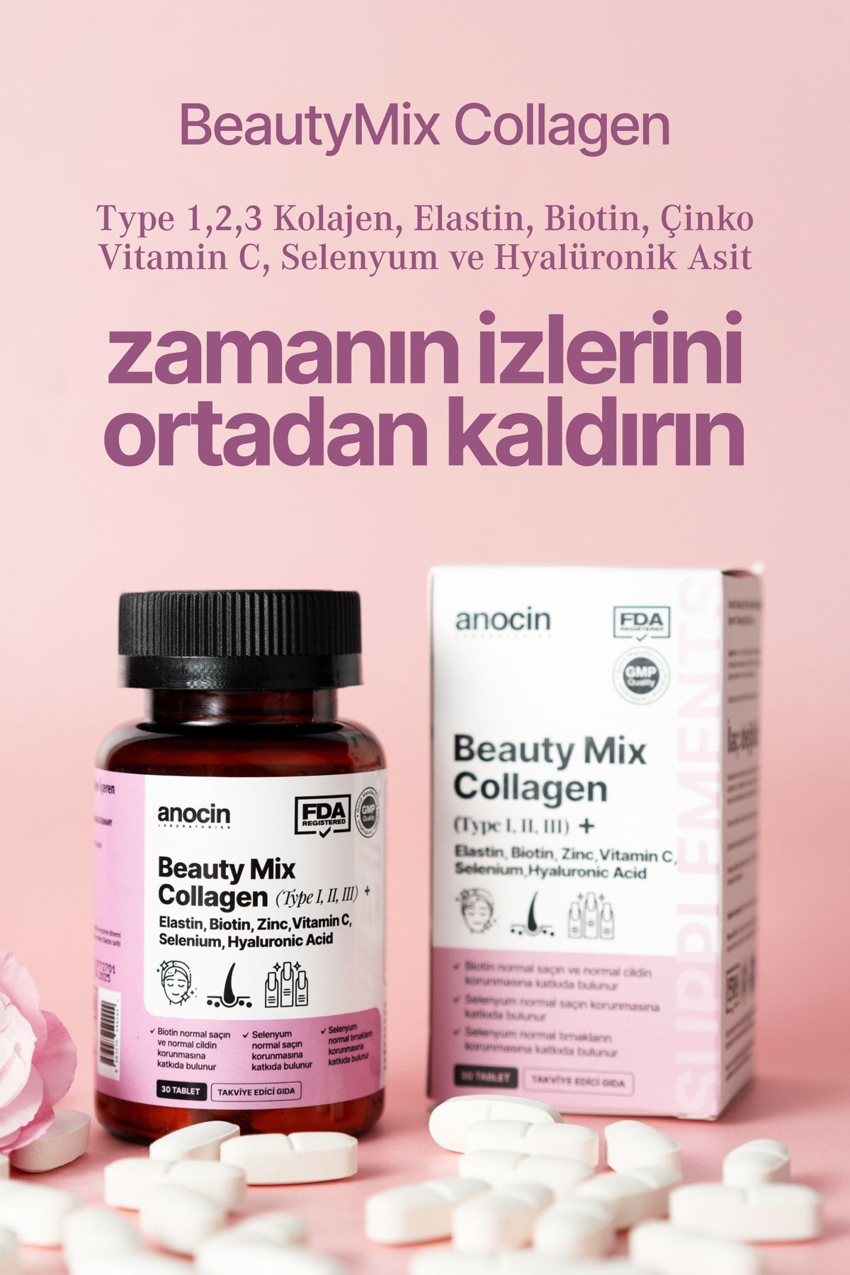 قرص بیوتی میکس کلاژن anocin  - بسته ۳۰ عددی