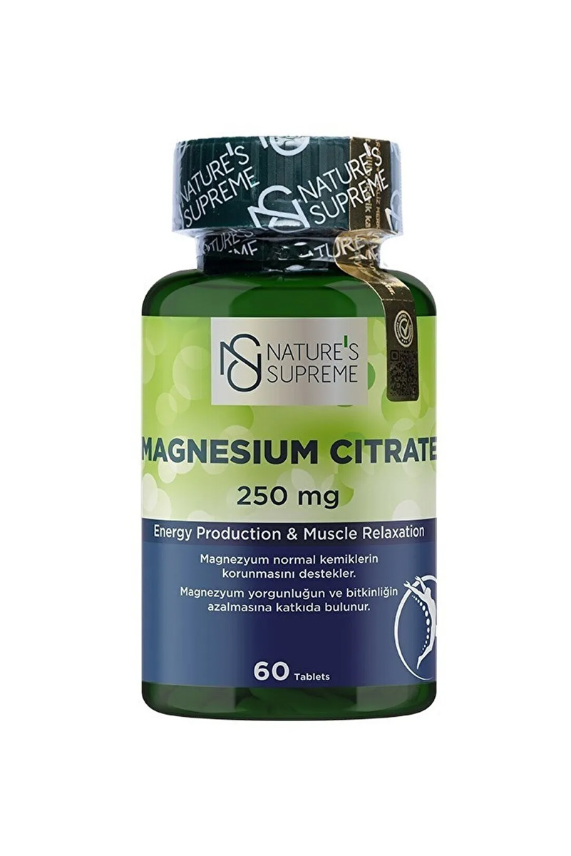 قرص منیزیم سیترات ۲۵۰ میلی گرم Natures Supreme – بسته ۶۰ عددی