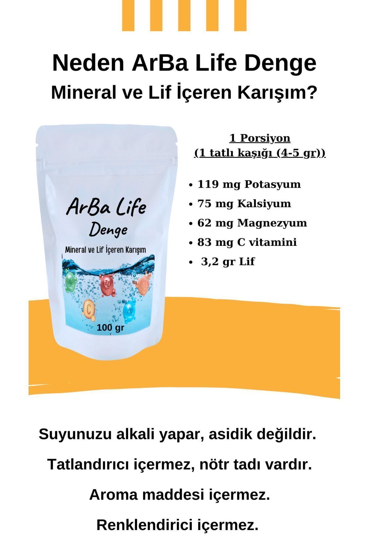 مخلوط نوشیدنی الکترولیت بدون قند حاوی فیبر Arba - مقدار 100gr - تصویر 4