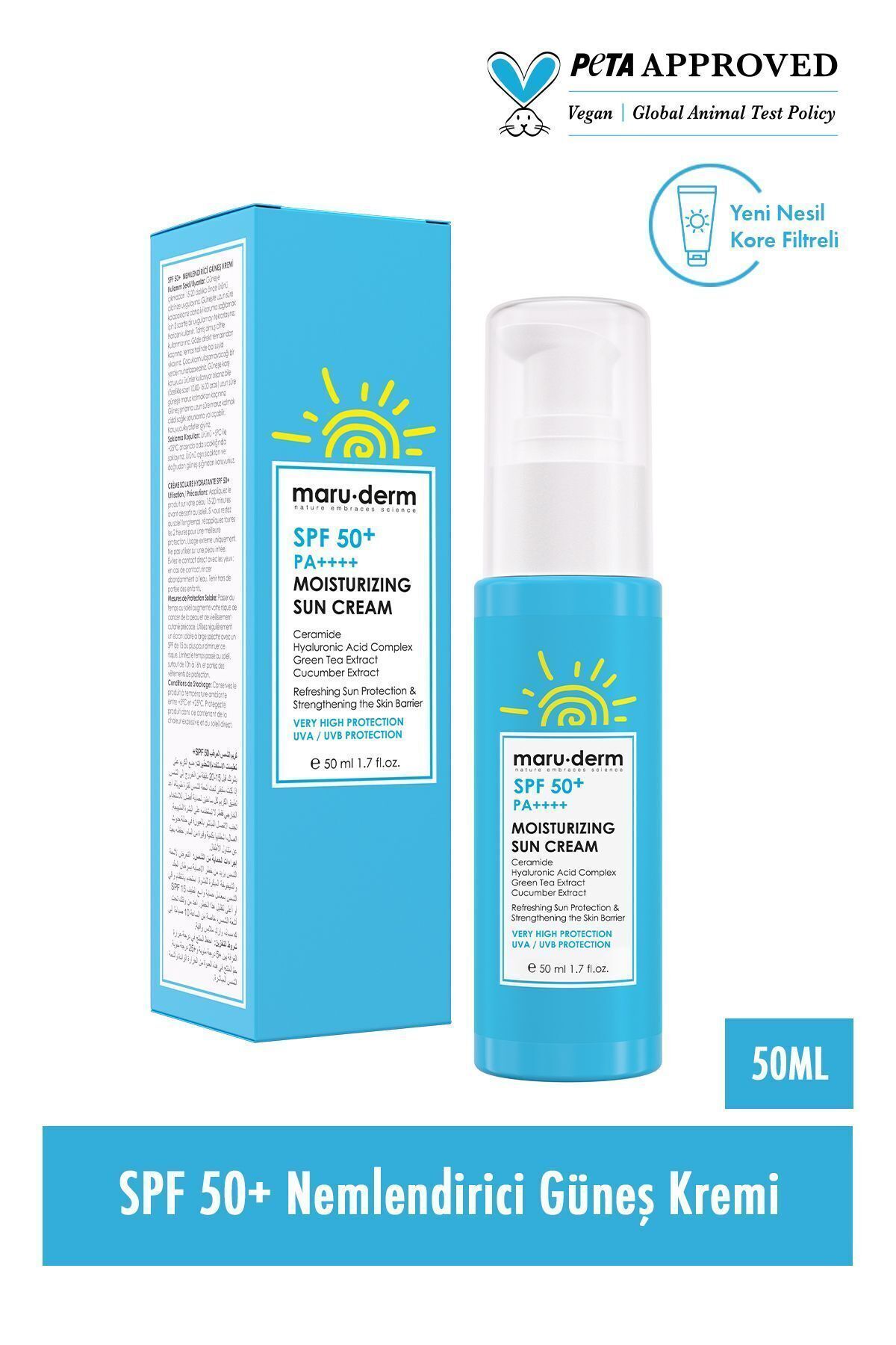 کرم ضد آفتاب مرطوب کننده SPF +50 مارودرم حجم 50 ml