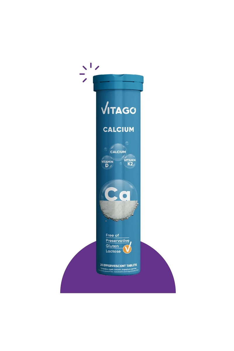 قرص جوشان پروکلسیم، ویتامین D و K2 برند Vitago - بسته 20 عددی