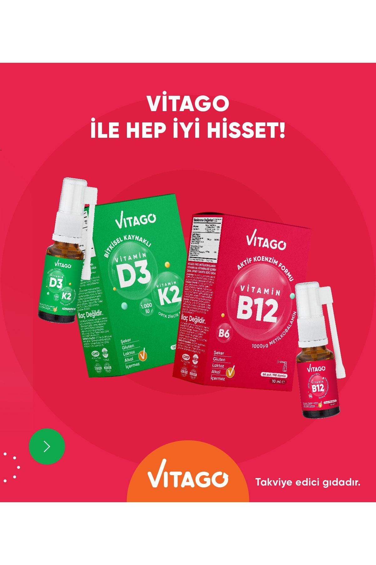 پک اسپری ویتامین D3 و B12 برند Vitago