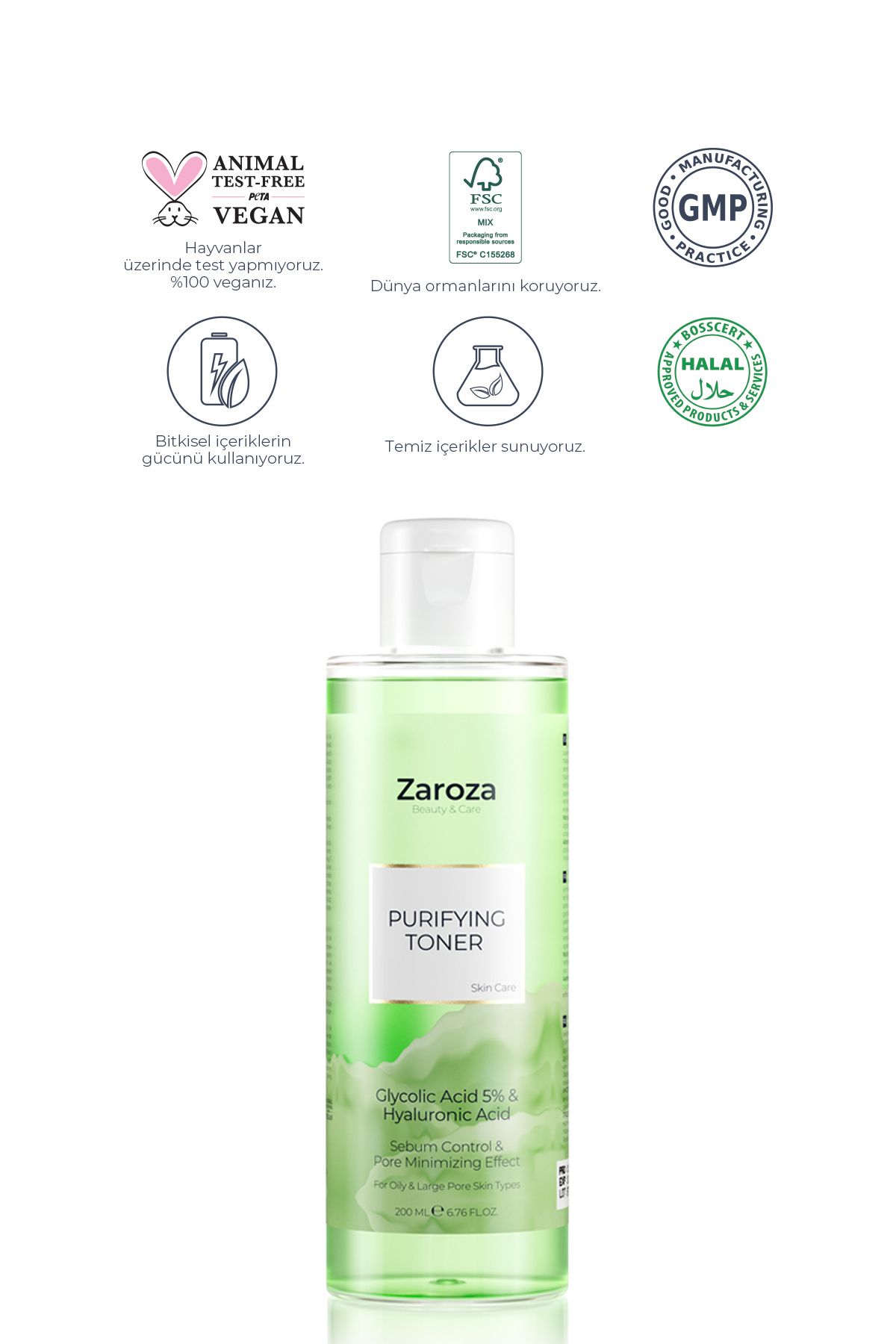 تونر گلیکولیک اسید پاک کننده منافذ ZAROZA حجم 200 ml