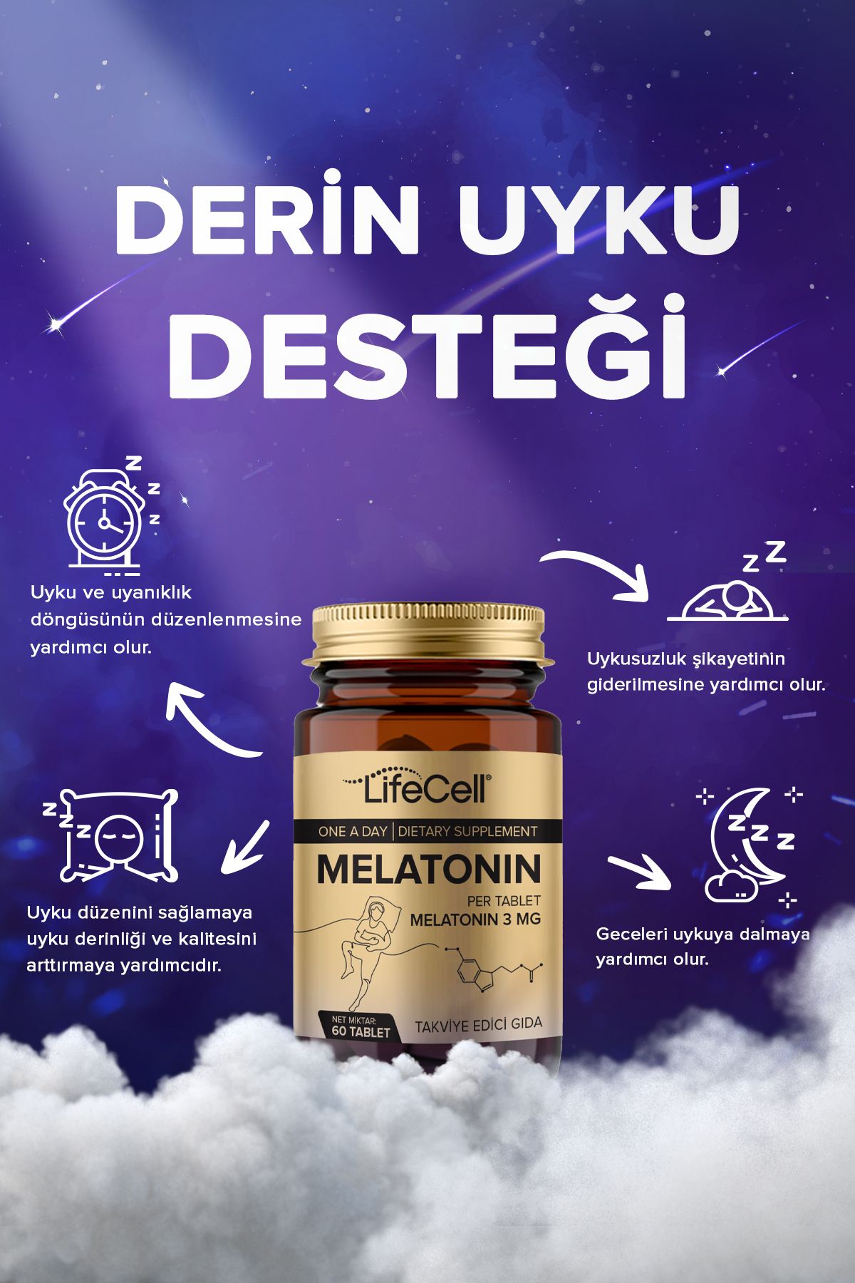 قرص ملاتونین Lifecell - بسته 60 عددی