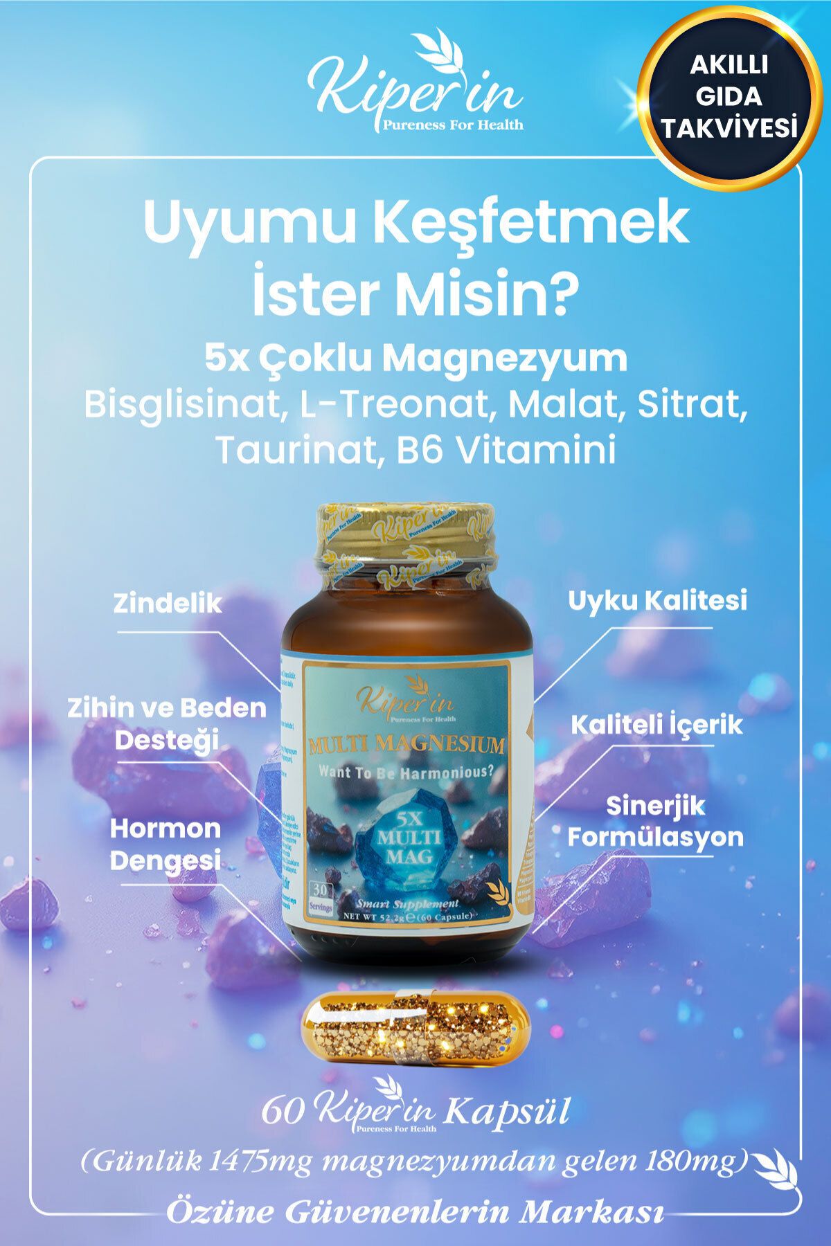 کپسول مولتی منیزیم و ویتامین B6 برند Kiperin - بسته 60 عددی