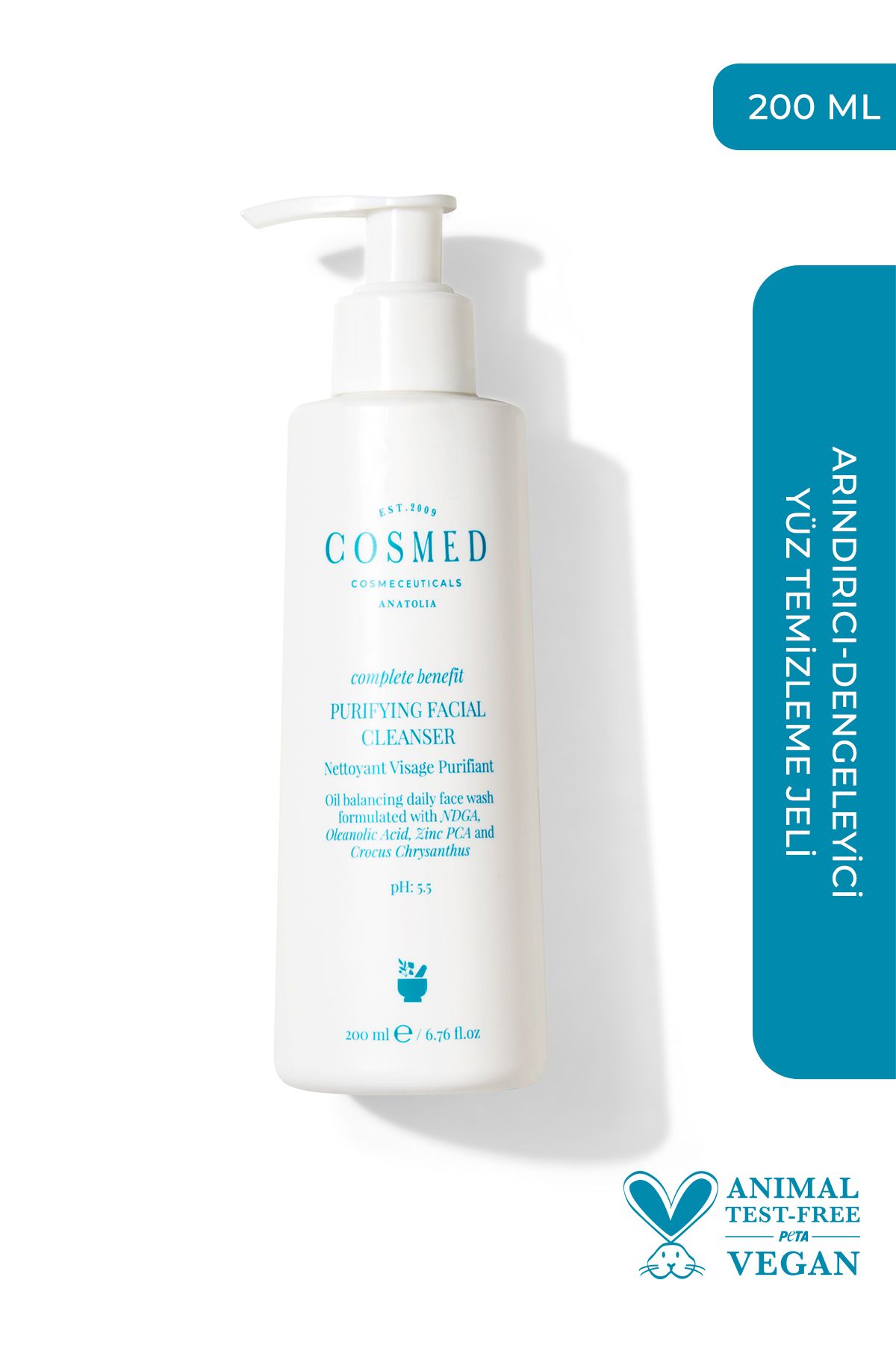 ژل شست و شو پوست های چرب و مستعد آکنه COSMED حجم 200 ml