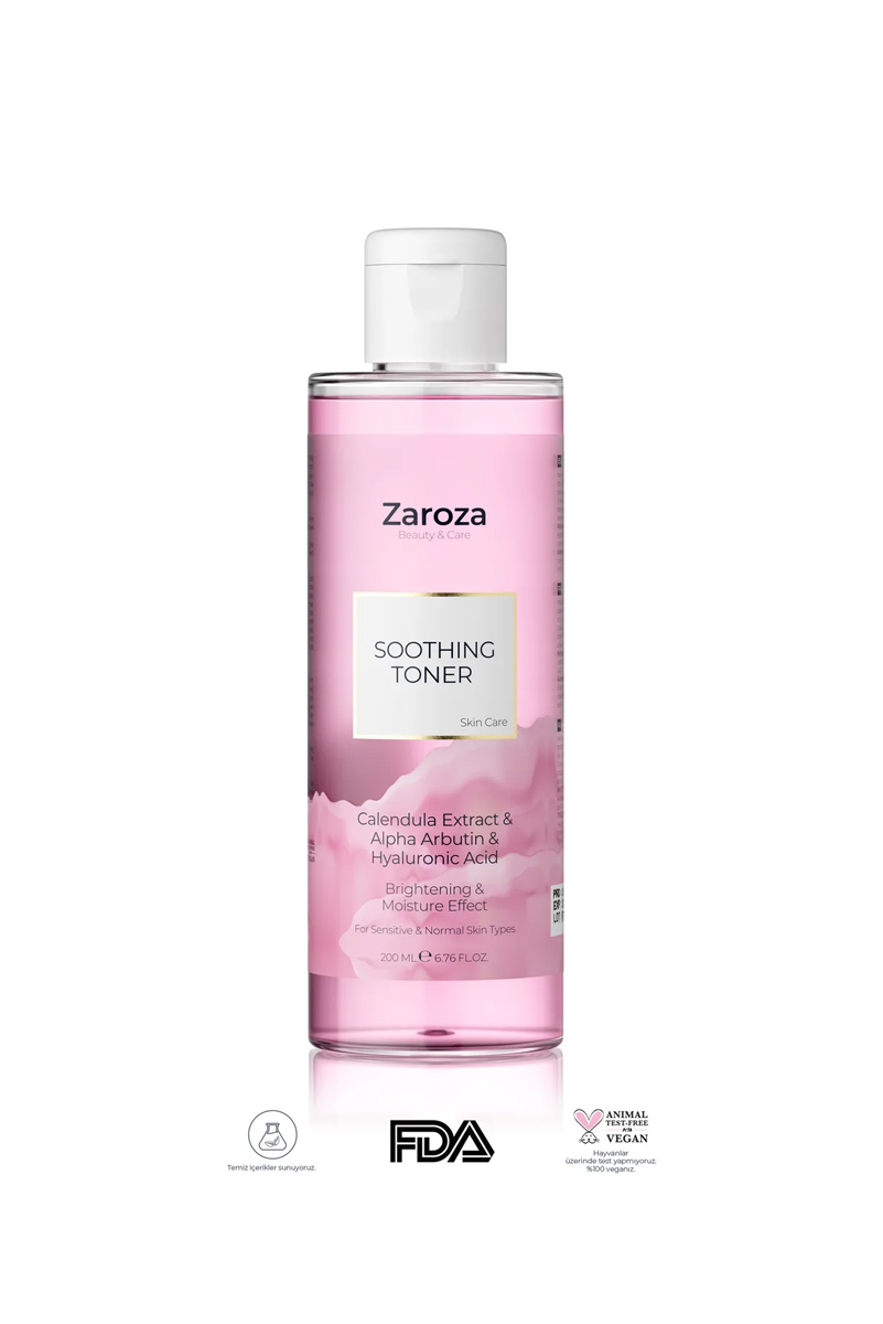 تونر تسکین دهنده و مرطوب کننده آربوتین ZAROZA حجم 200 ml