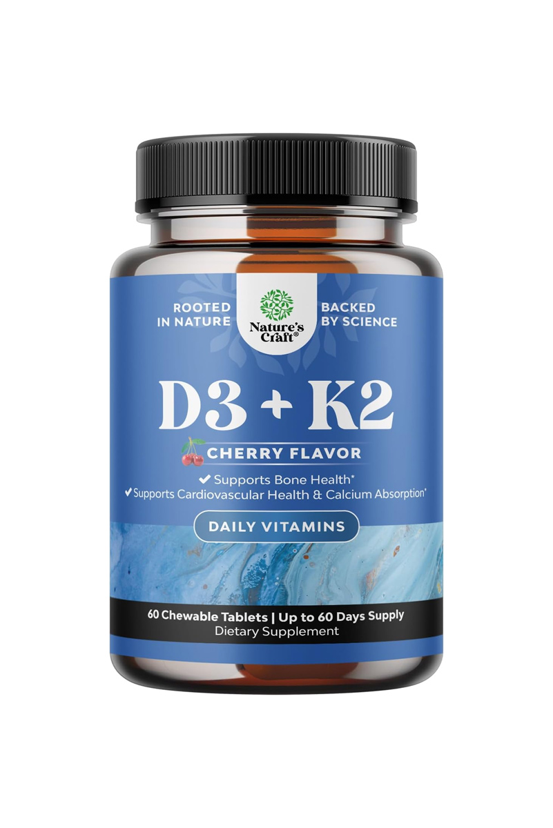 کپسول ویتامین D3 + K2 برند Natures Craft – بسته ۶۰ عددی