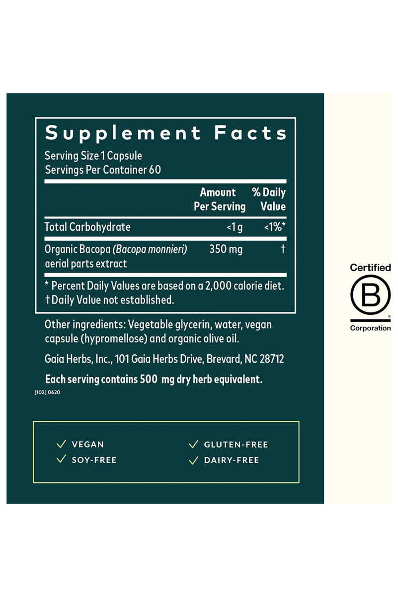کپسول مایع گیاهی Bacopa برند Gaia Herbs  - بسته ۶۰ عددی