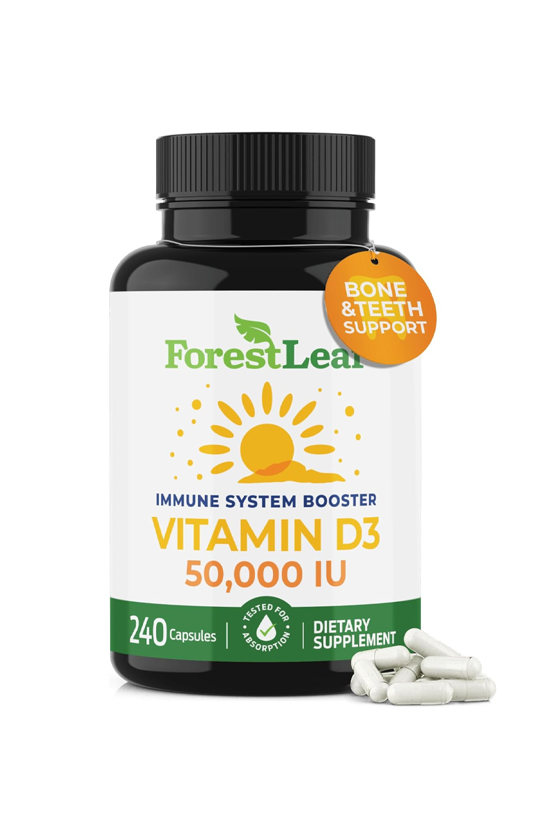 کپسول ویتامین D3 مقدار 50,000 IU برند ForestLeaf - بسته 240 عددی