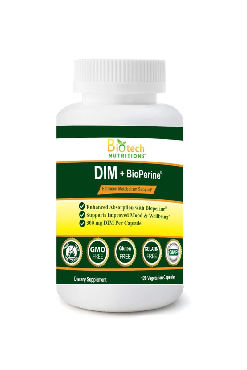 کپسول DIM (دی ایندولیل متان) حاوی بیوپرین Biotech Nutritions – بسته 120 عددی