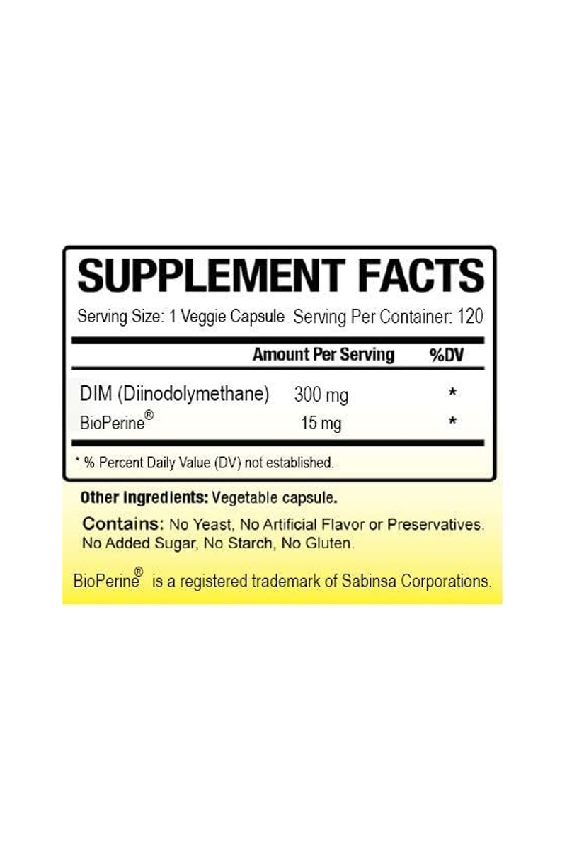 کپسول DIM (دی ایندولیل متان) حاوی بیوپرین Biotech Nutritions – بسته 120 عددی