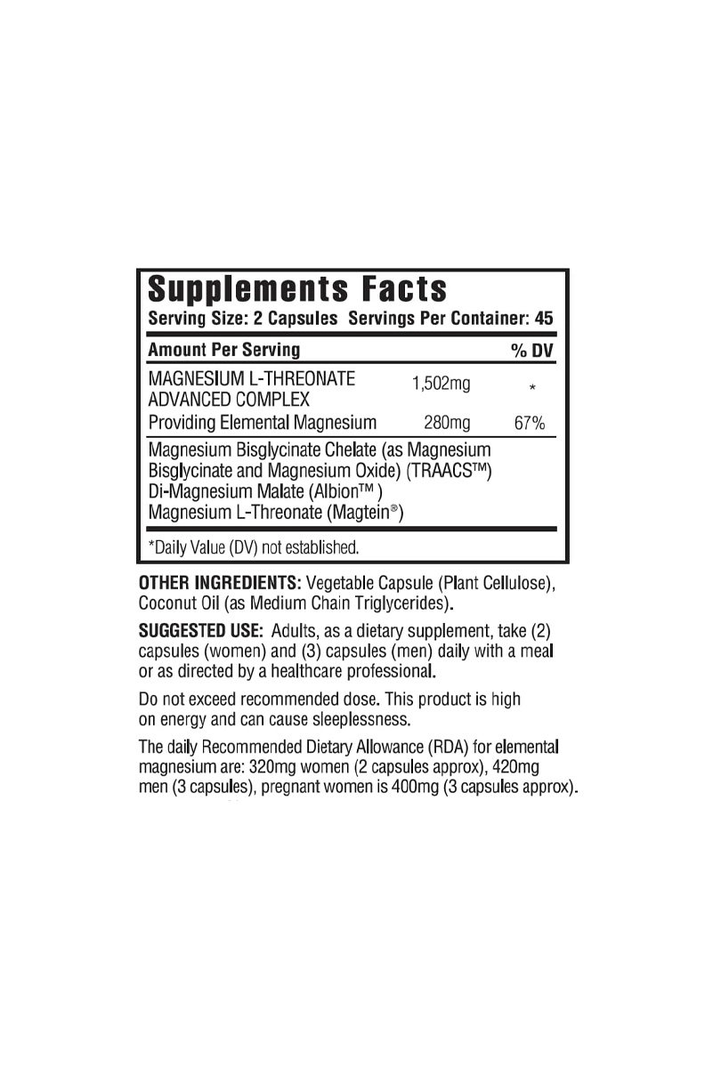 کپسول منیزیم ال ترئونات ، بیس‌ گلیسینات و مالات KAPPA NUTRITION - بسته ۹۰ عددی
