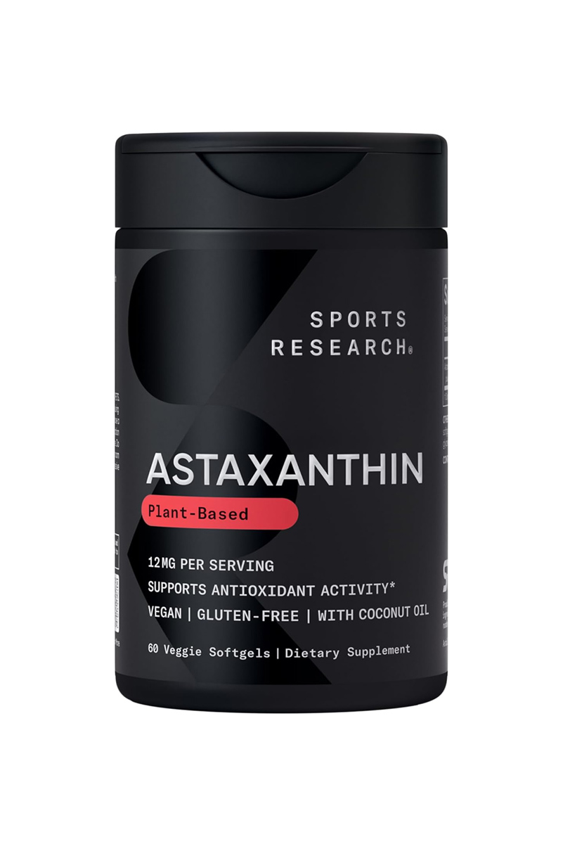 سافت ژل مناسب وگان Astaxanthin با روغن نارگیل Sports Research - بسته ۶۰ عددی