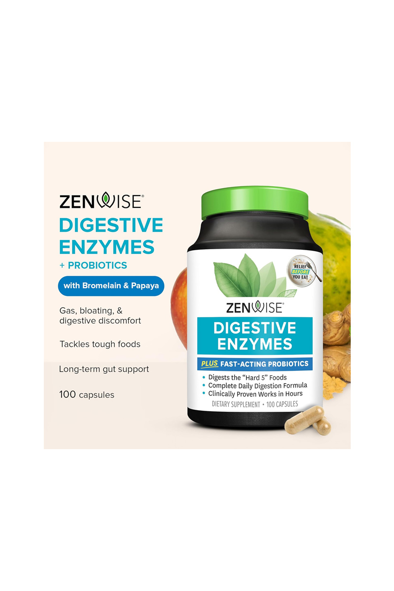 کپسول آنزیم‌ گوارشی Zenwise – بسته 100 عددی