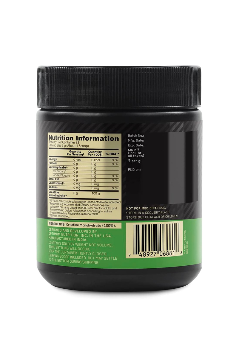 پودر کراتین میکرونایز Optimum Nutrition مقدار ۱۰۰ گرم