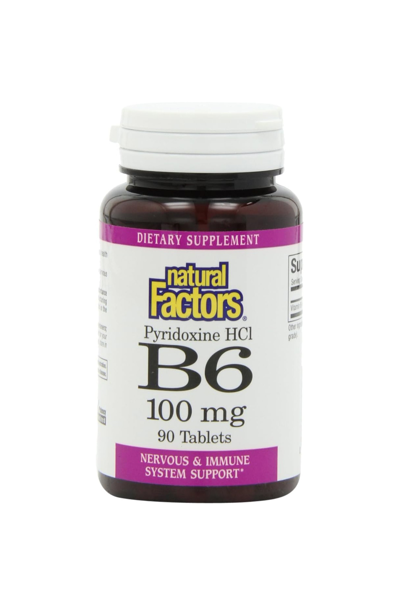 قرص ویتامین B6 مقدار ۱۰۰ میلی‌گرم Natural Factors - بسته ۹۰ عددی
